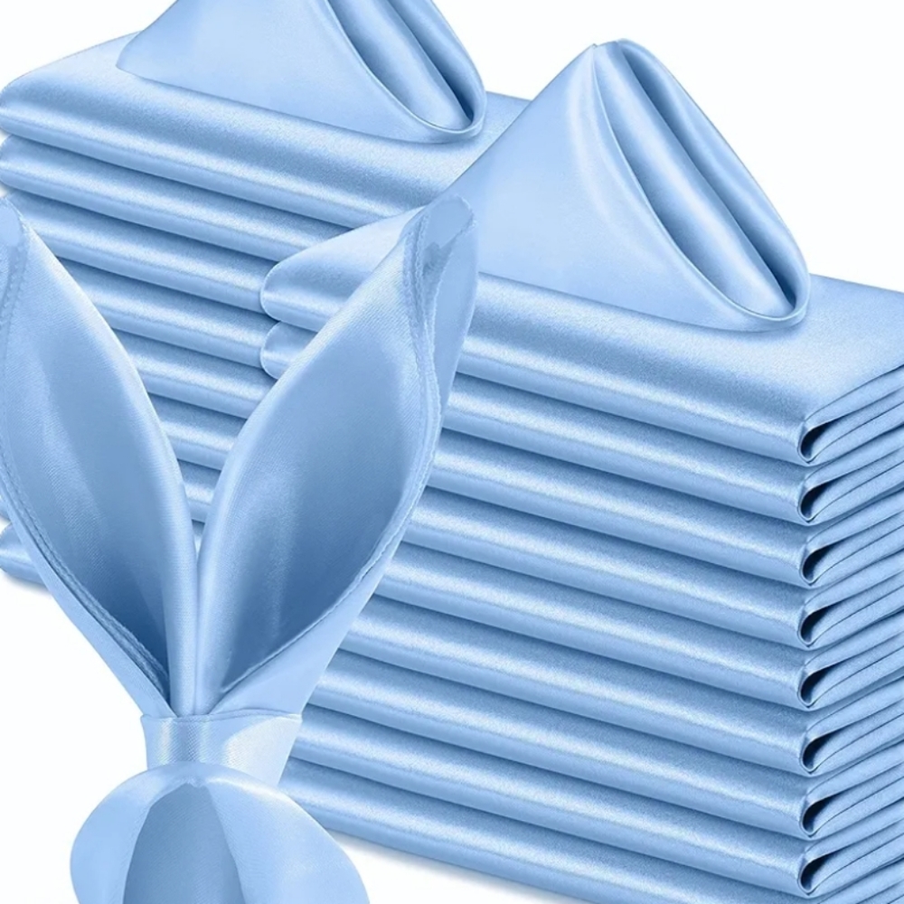 Light Blue Satin Napkins 50 pack